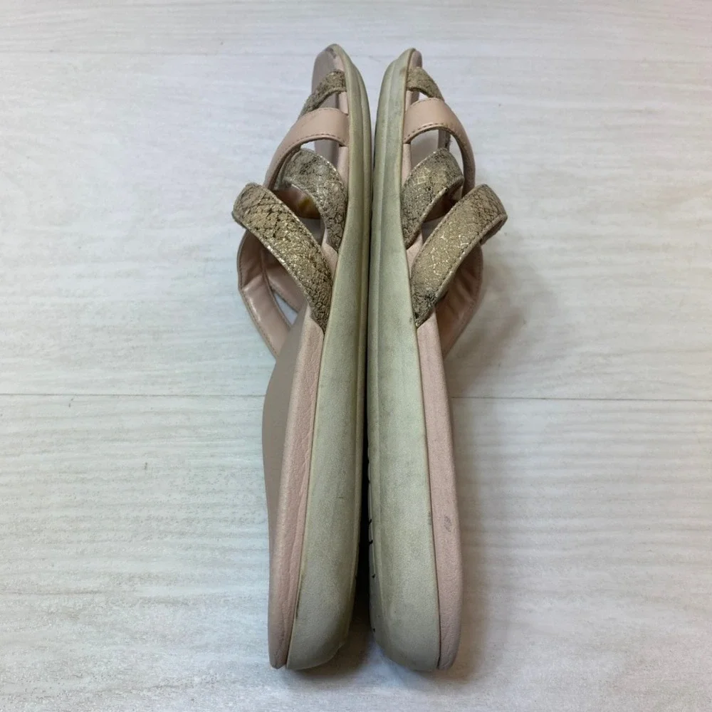 Vionic Womens 8.5 M Dava Sandals Slide Snake Print Pink Leather Orthotic Comfort